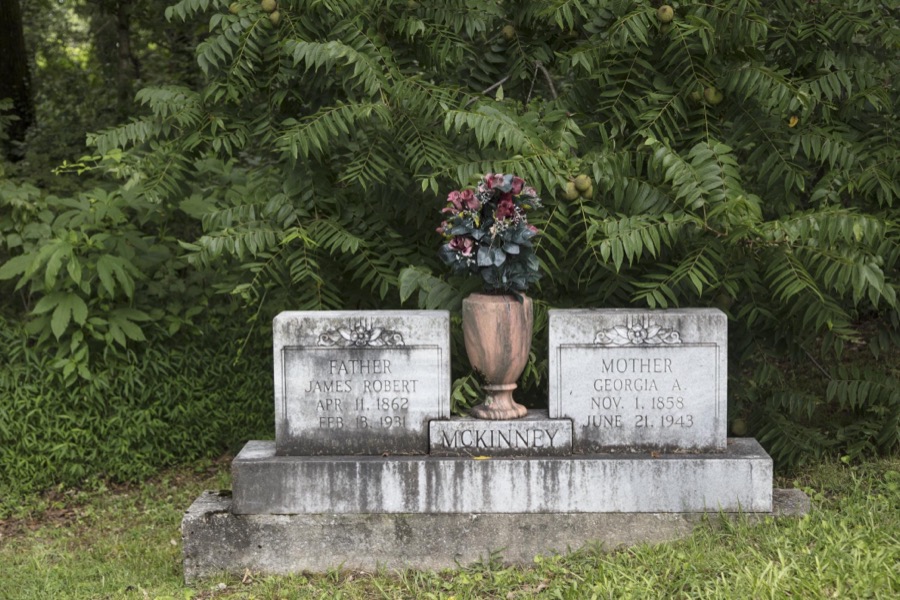 Gravestone in Blue Ridge of a member of the McKinney family, the founding family of the community in far-northwest Georgia, near the Tennessee line