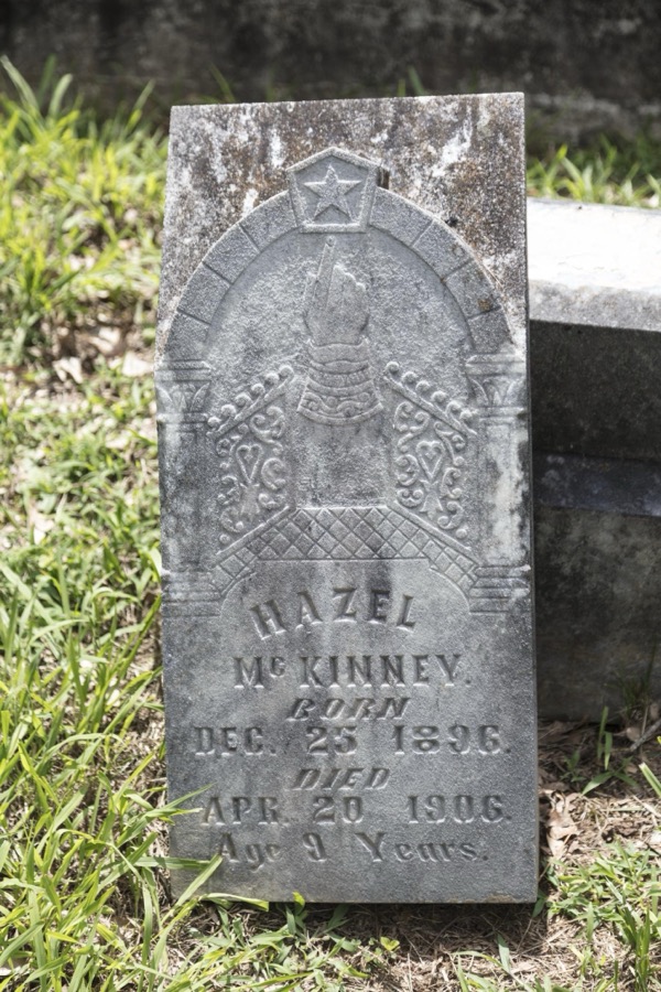 Gravestone in Blue Ridge of a member of the McKinney family, the founding family of the community in far-northwest Georgia, near the Tennessee line