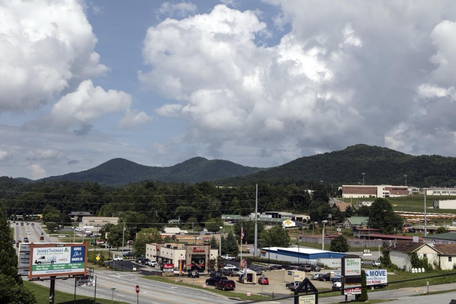Elevated view of Blairsville, a town in northern Georgia, near the North Carolina line