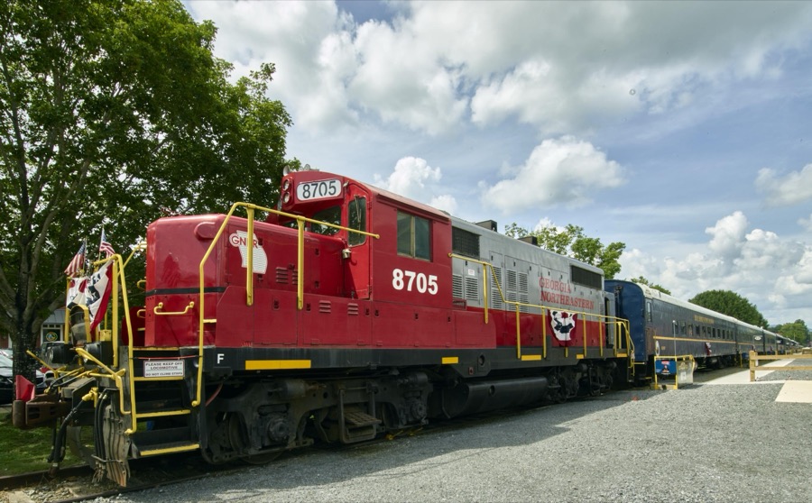 Diesel engine of the Blue Ridge Scenic Railway in Blue Ridge, a community in far-northwest Georgia, near the Tennessee line