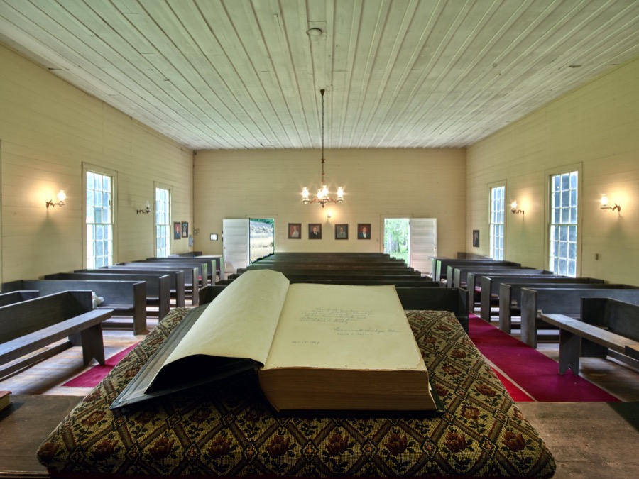 View from the pulpit at the Sardis Presbyterian Church, a historic rural church near Rome in Floyd County, Georgia