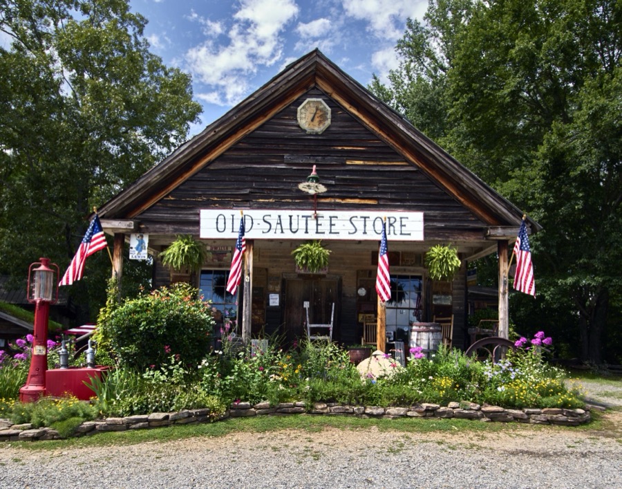 The Old Sautee Store, a store founded in 1872 in a Georgia town with an unusual name: Sautee Nacoochee, derived from names for two area Indian sub-tribes