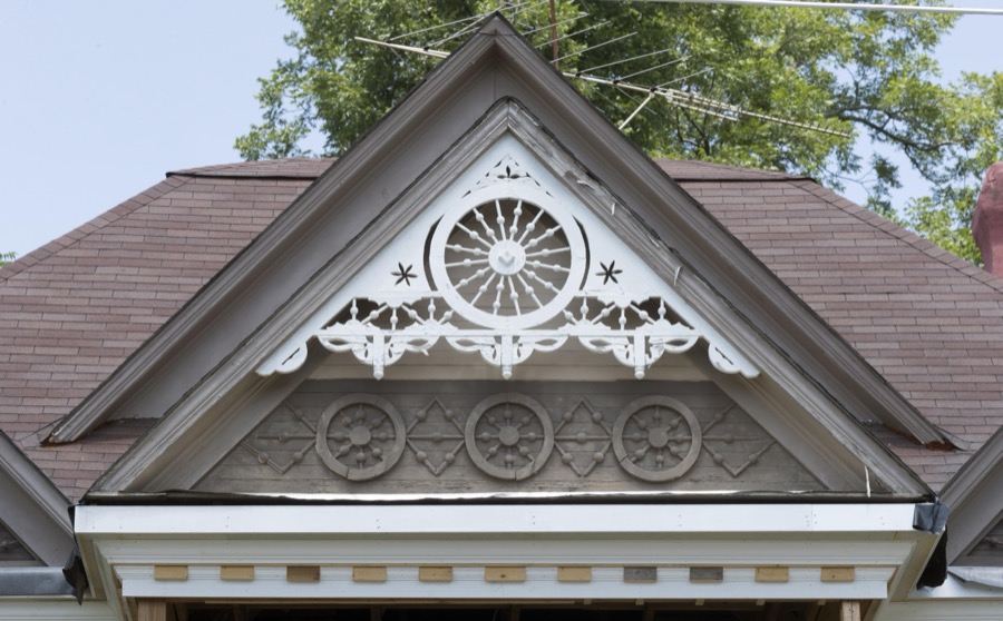 Ornate "gingerbread" trim on a Victorian house in Jefferson, Georgia