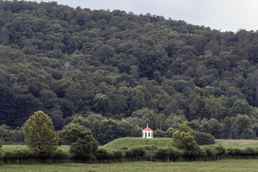 Gazebo, part of the old Hardman Farm site, atop the Nacoochee Indian cermonial mound in White County, Georgia