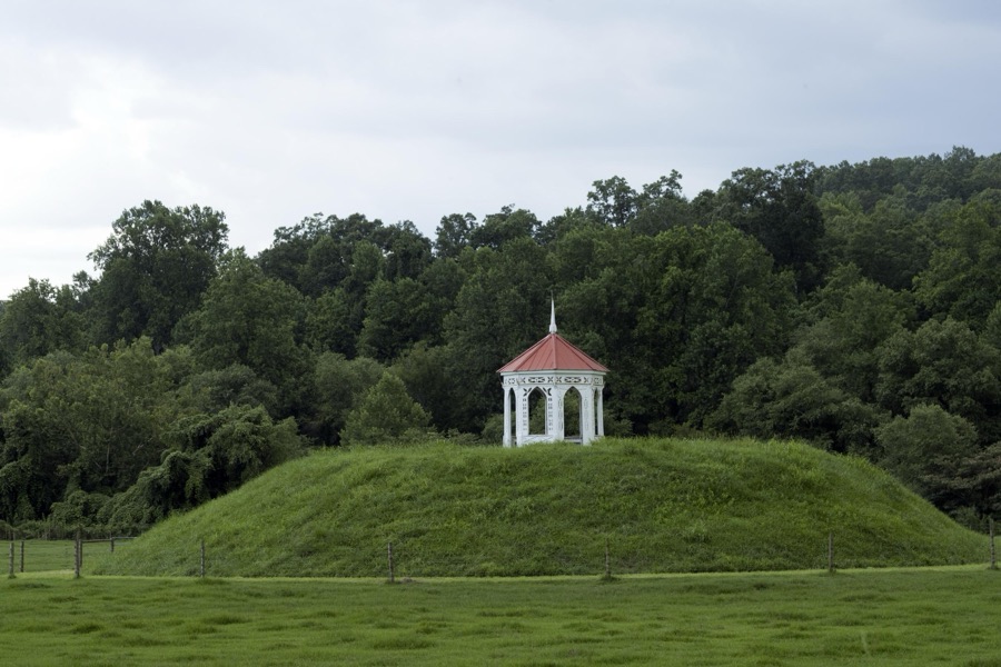Gazebo, part of the old Hardman Farm site, atop the Nacoochee Indian cermonial mound in White County, Georgia
