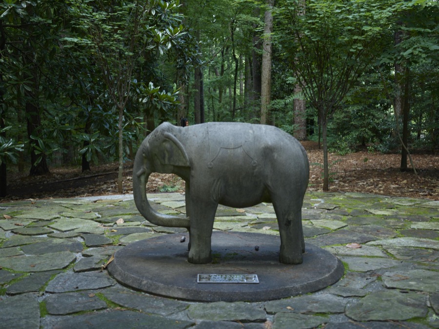 Elephant sculpture at the Swan House, a historic house museum in Atlanta, the capital city of the southern U.S. state of Georgia and the state's largest city