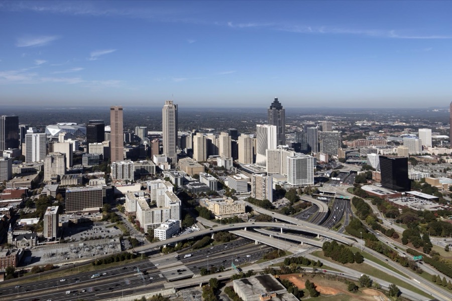Aerial photograph of downtown Atlanta, Georgia, taken in October 2017