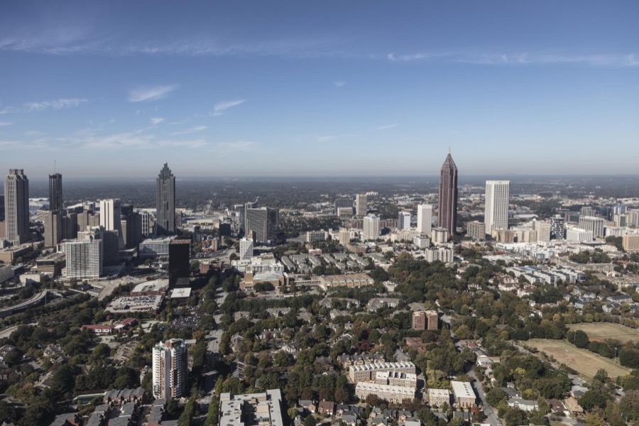 Aerial photograph of downtown Atlanta, Georgia, taken in October 2017