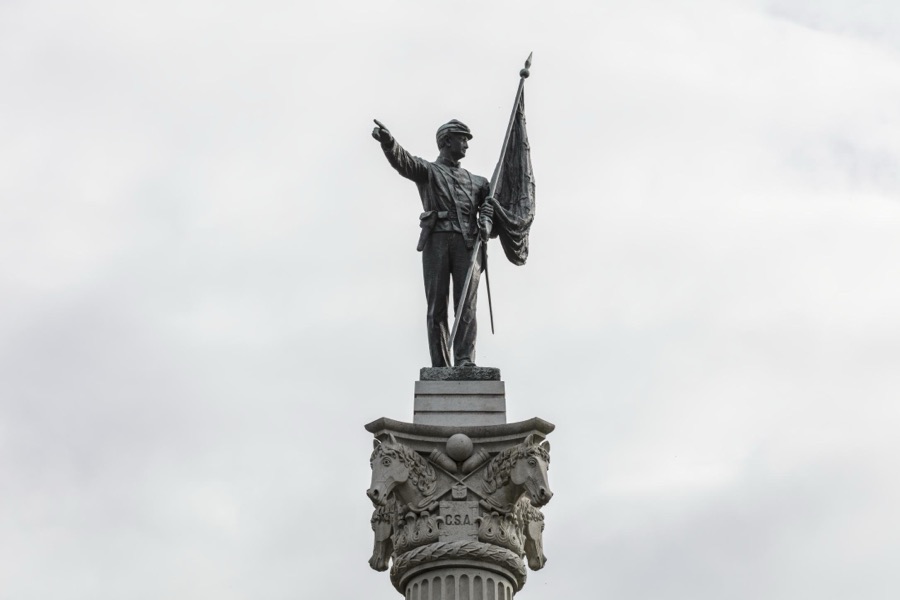 Figure of a Confederate soldier atop the Georgia Monument at the Chickamauga portion of the Chickamauga & Chattanooga National Military Park