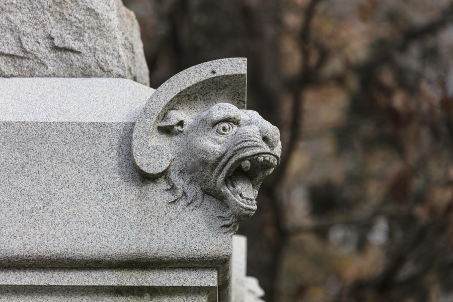 Lion head detail on the Kentucky Monument at the Chickamauga portion of the Chickamauga & Chattanooga National Military Park