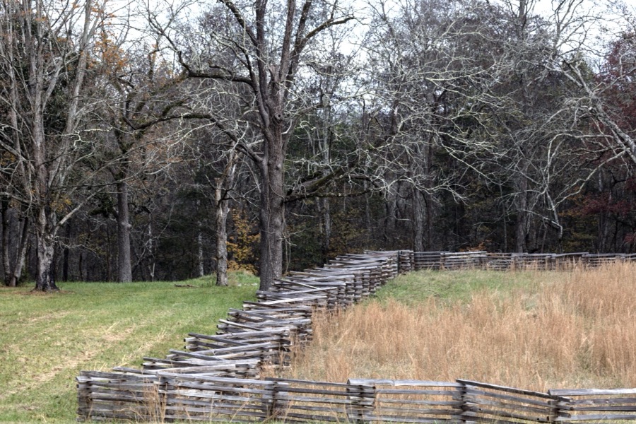 Split-rail fences at the Chickamauga portion of the Chickamauga & Chattanooga National Military Park
