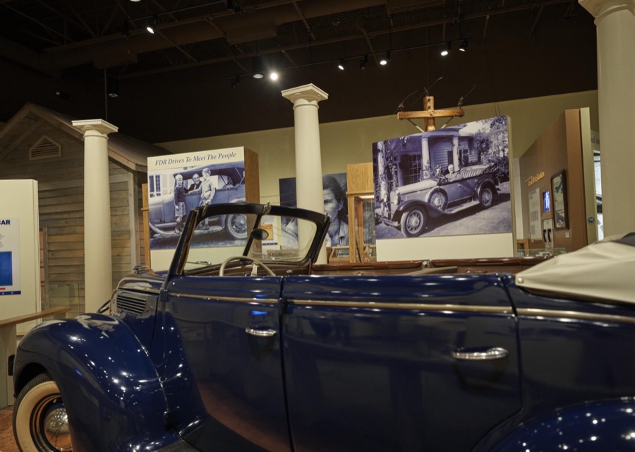 Frankln D. Roosevelt's 1938 Ford convertible, displayed at the "Little White House" in Warm Springs, Georgia, the town in which he sought treatment for polio in 1924, nine years before he became U.S. president