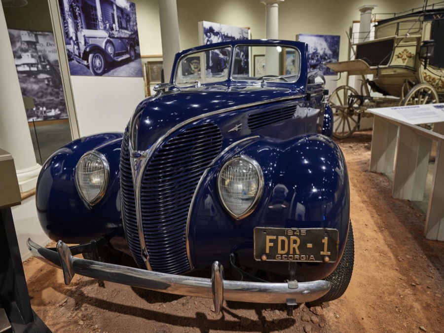 Frankln D. Roosevelt's 1938 Ford convertible, displayed at the "Little White House" in Warm Springs, Georgia, the town in which he sought treatment for polio in 1924, nine years before he became U.S. president