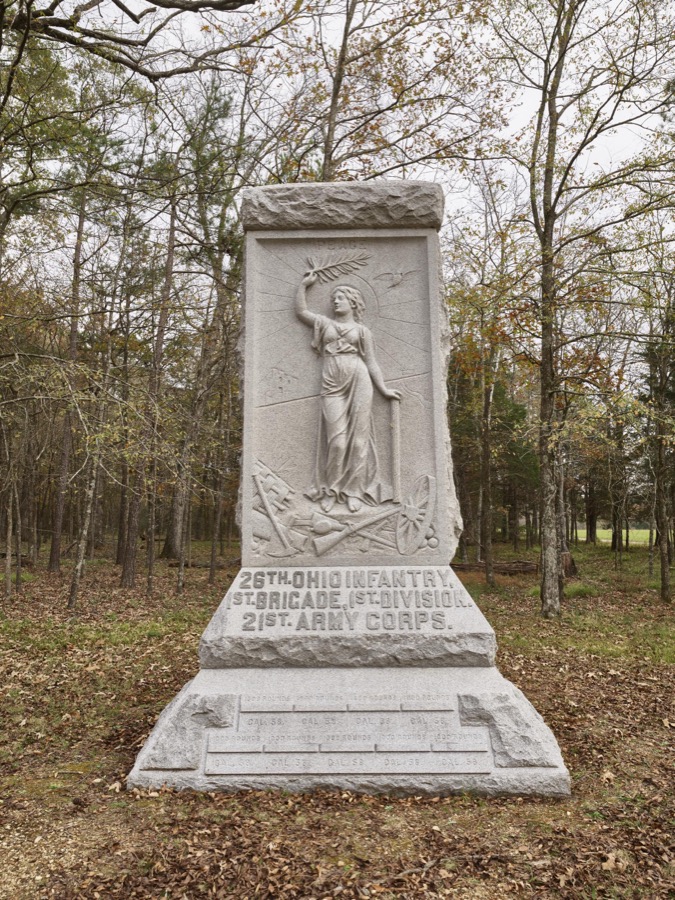 26th Ohio Infantry Brigade monument at the Chickamauga portion of the Chickamauga & Chattanooga National Military Park