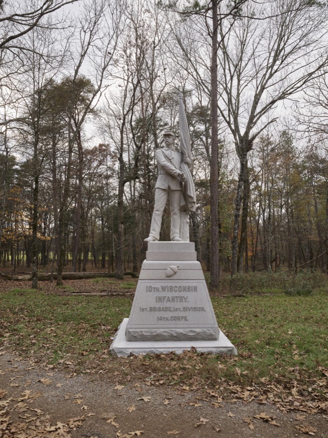 The 10th Wisconsin Infantry monument at the Chickamauga portion of the Chickamauga & Chattanooga National Military Park