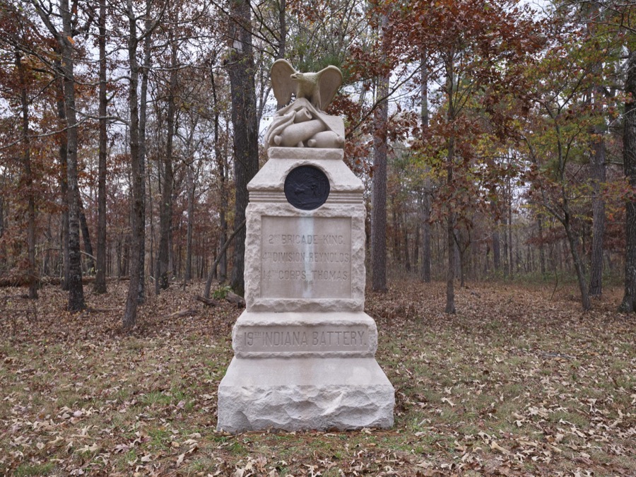 The 19th Indiana Battery monument at the Chickamauga portion of the Chickamauga & Chattanooga National Military Park