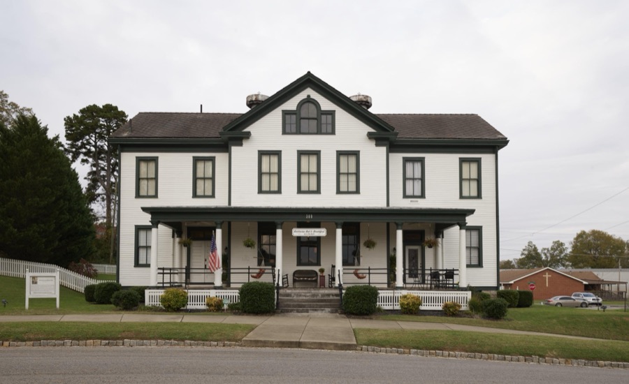 The onetime band barracks at the old U.S. Cavalry post at Fort Oglethorpe, Georgia, now part of the larger town of the same name, near the Chickamauga Battlefield site from the U.S. Civil War