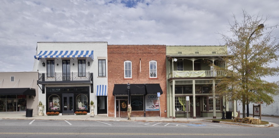 Downtown buildings in Chickamauga, a town in far-northwestern Georgia, made famous for the Battle of Chickamauga, fought nearby in the American Civil War of the 1860s