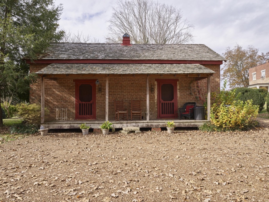 Old cabin on the grounds of the Lee-Gordon Mansion in Chickamauga, a town in far-northwestern Georgia, made famous for the Battle of Chickamauga, fought nearby in the American Civil War of the 1860s