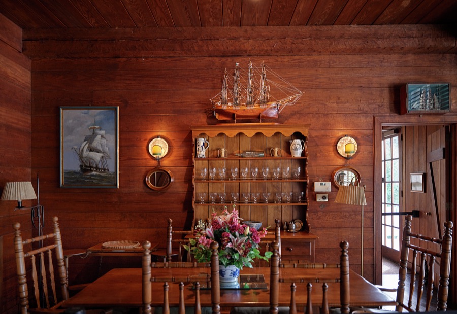 Dining room at the "Little White House," the residence of the United States' 35th president, Franklin Delano Roosevelt, on the grounds of the retreat and recuperation center where got rest, exercise, and treatment for infantile paralysis, or polio, in the site's naturally warm springs beginning in 1924 and continuing, off an on, until April 20, 1945, when he died suddenly there while still in office