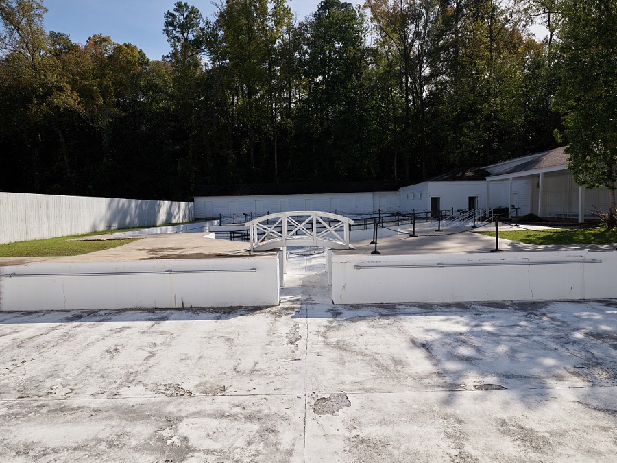 A portion of what was once a series of natural hot-springs pools in Warm Springs, Georgia, the retreat and recuperation center where Franklin Delano Roosevelt, and others afflicted with infantile paralysis, or polio, got treatment, rest, and exercise