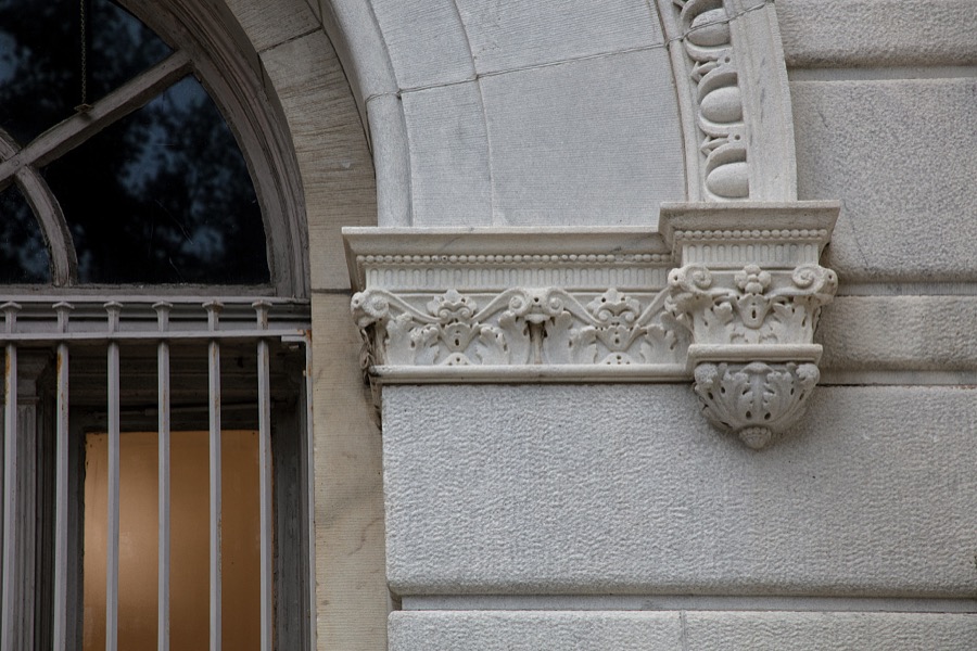 Detail of the Tomochichi Federal Building and U.S. Courthouse in Savannah, Georgia