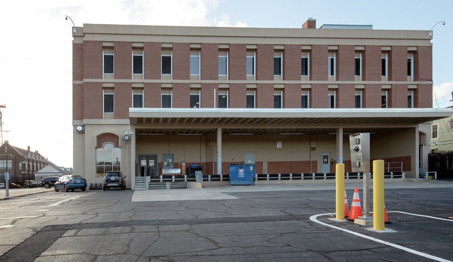 [Rear loading dock of the Lewis R. Morgan Federal Building and United States Courthouse in Newnan, Georgia