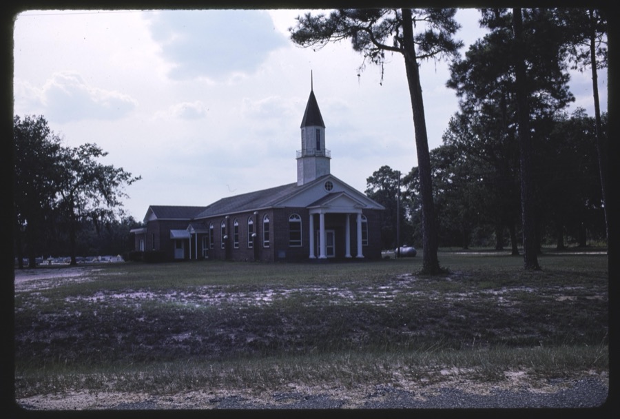 Leila Methodist Church, Colquitt County, Georgia; Magnolia tree, Tifton, Georgia; Merle Baker tour of Colquitt County, Georgia, visit to Josh Tillman and Mrs. Raymond Young