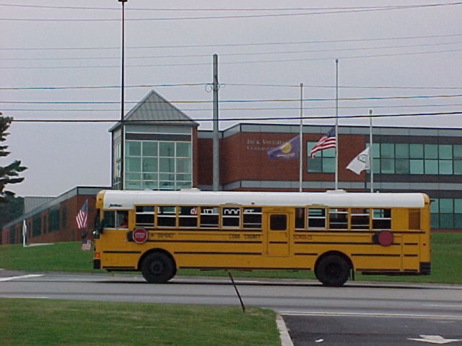 Bus with Flag On It