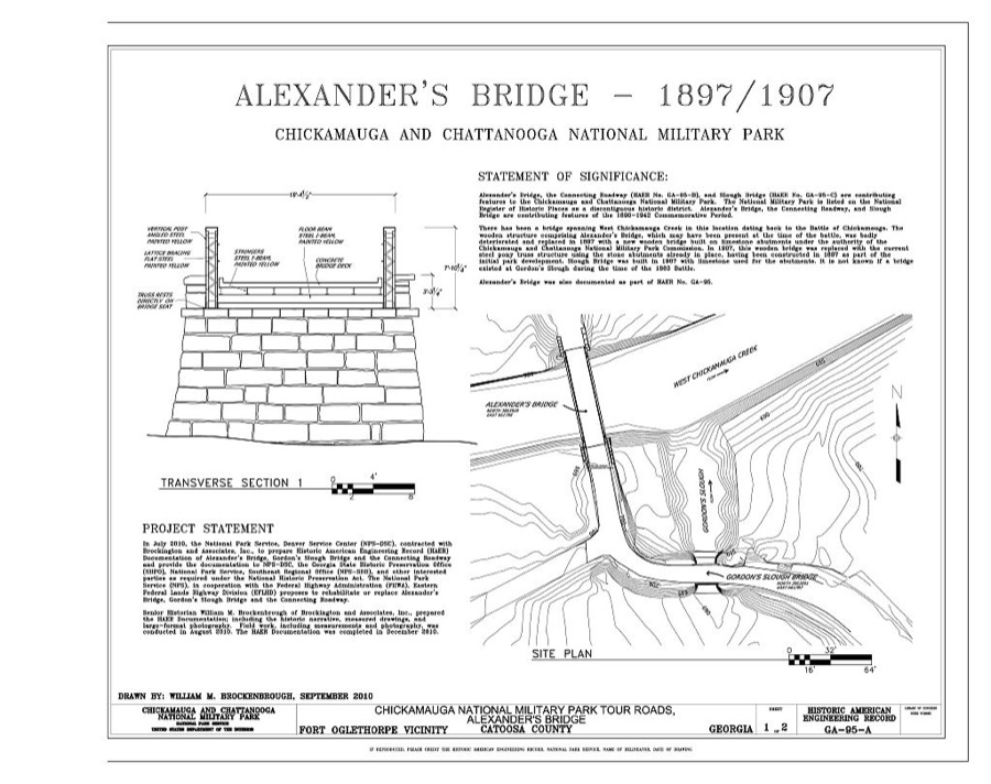Chickamauga National Military Park Tour Roads, Alexander's Bridge, At the confluence of West Chickamauga Creek and Gordon's Slough, Fort Oglethorpe, Catoosa County, GA