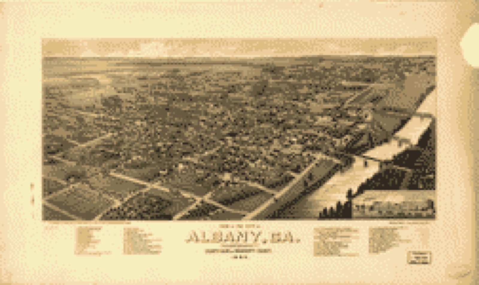 Bird's-eye view, 1885 - View of the city of Albany, Ga. (the Artesian City) county-seat of Dougherty-County. 1885