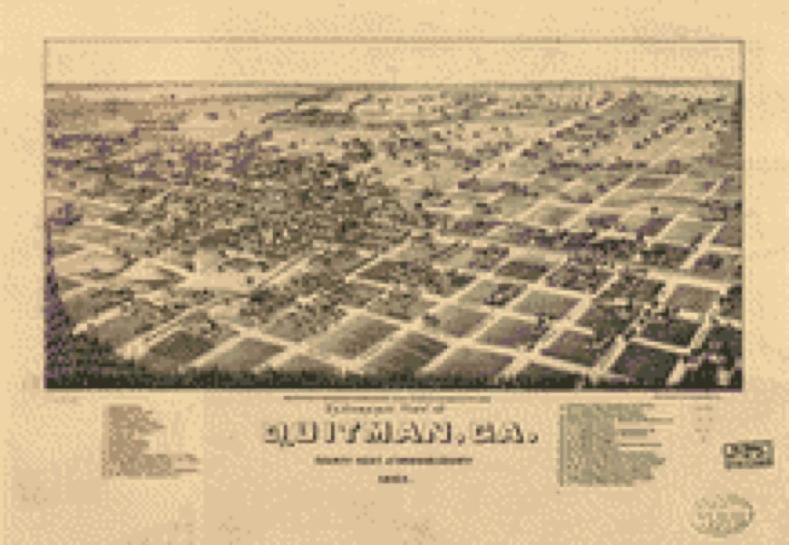 Bird's-eye view, 1885 - Panoramic view of Quitman, Ga. county-seat of Brooks-County 1885