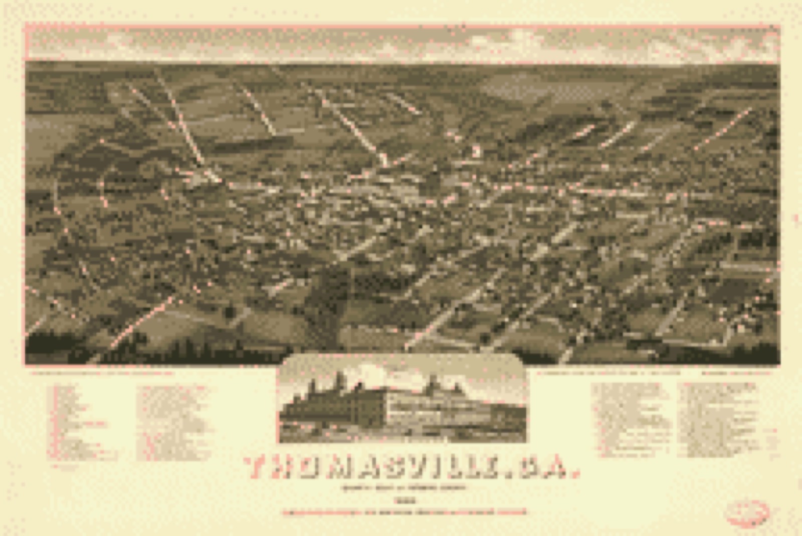Bird's-eye view, 1885 - Thomasville, Ga. county-seat of Thomas-County 1885. Famous winter resort for northern invalids and pleasure seekers