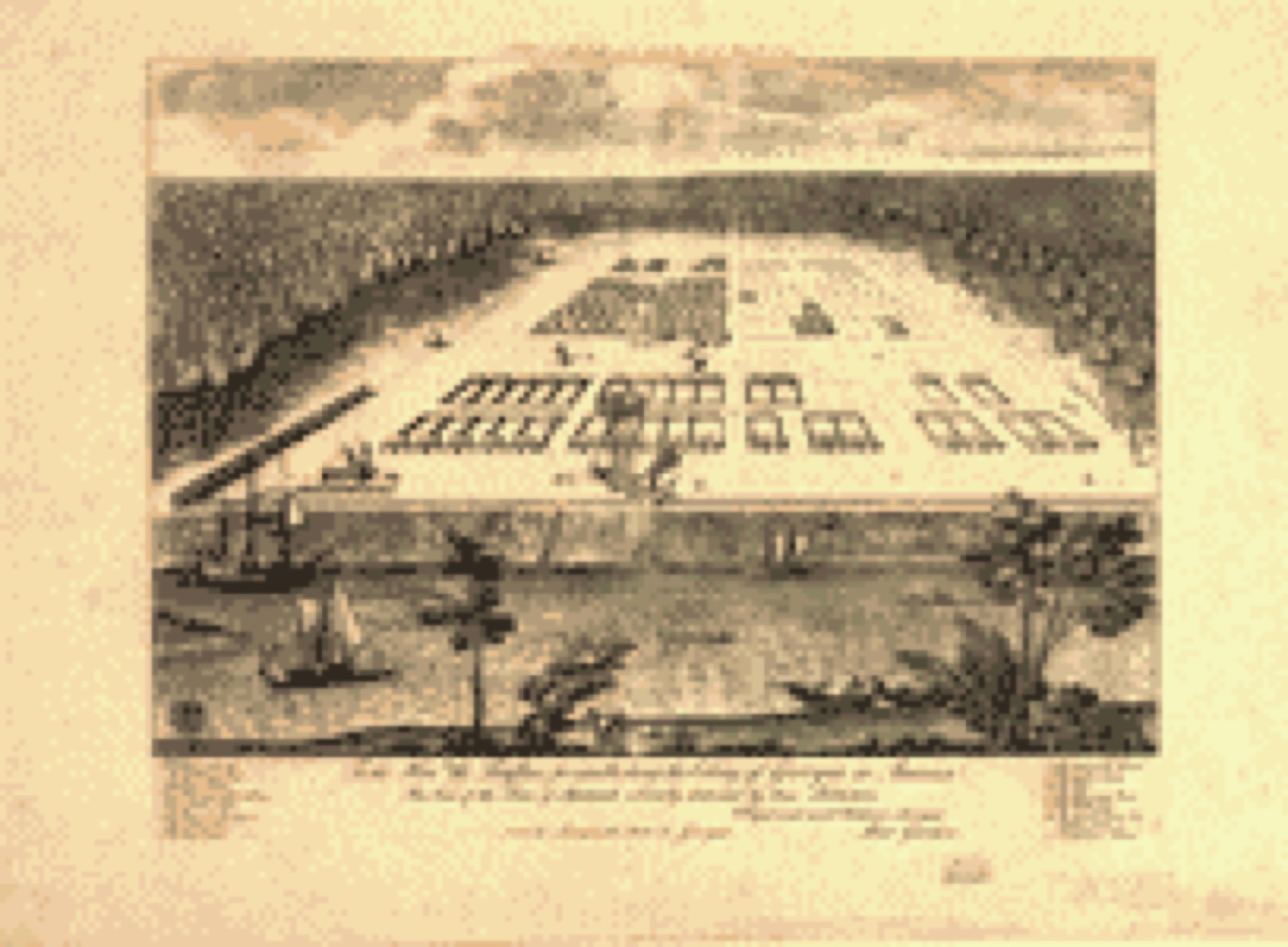 Bird's-eye view, 1734 - A view of Savannah as it stood the 29th of March 1734