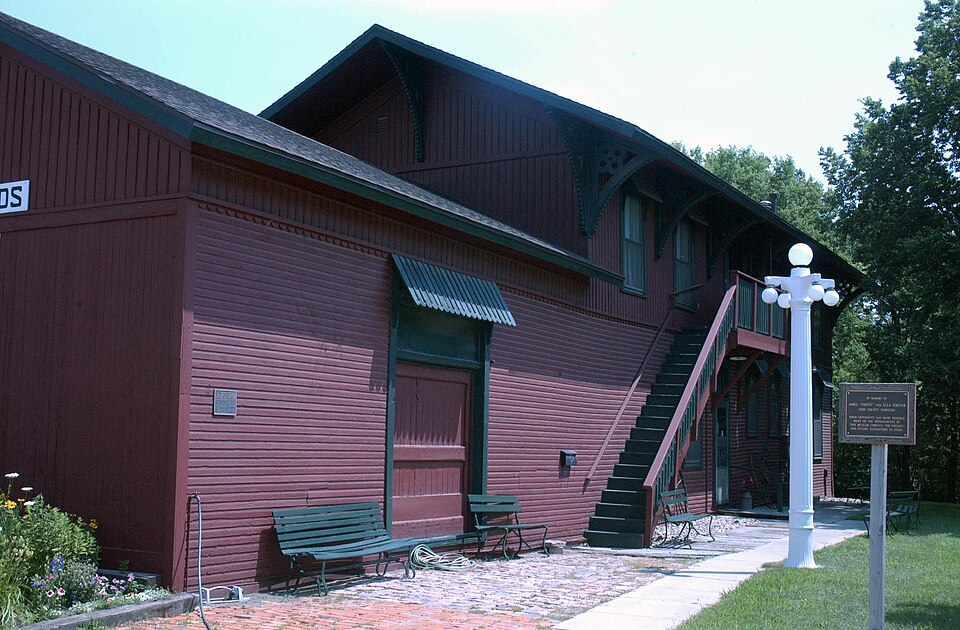 Photograph of Burlington, Cedar Rapids, and Northern Railroad-Rock Rapids Station, Railroad Track and Bridge