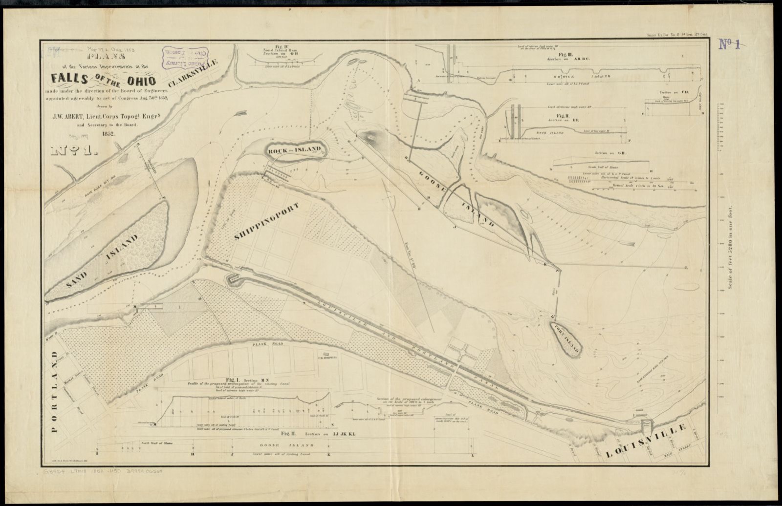 Plans of the Falls of the Ohio, Boston Public Library - undated