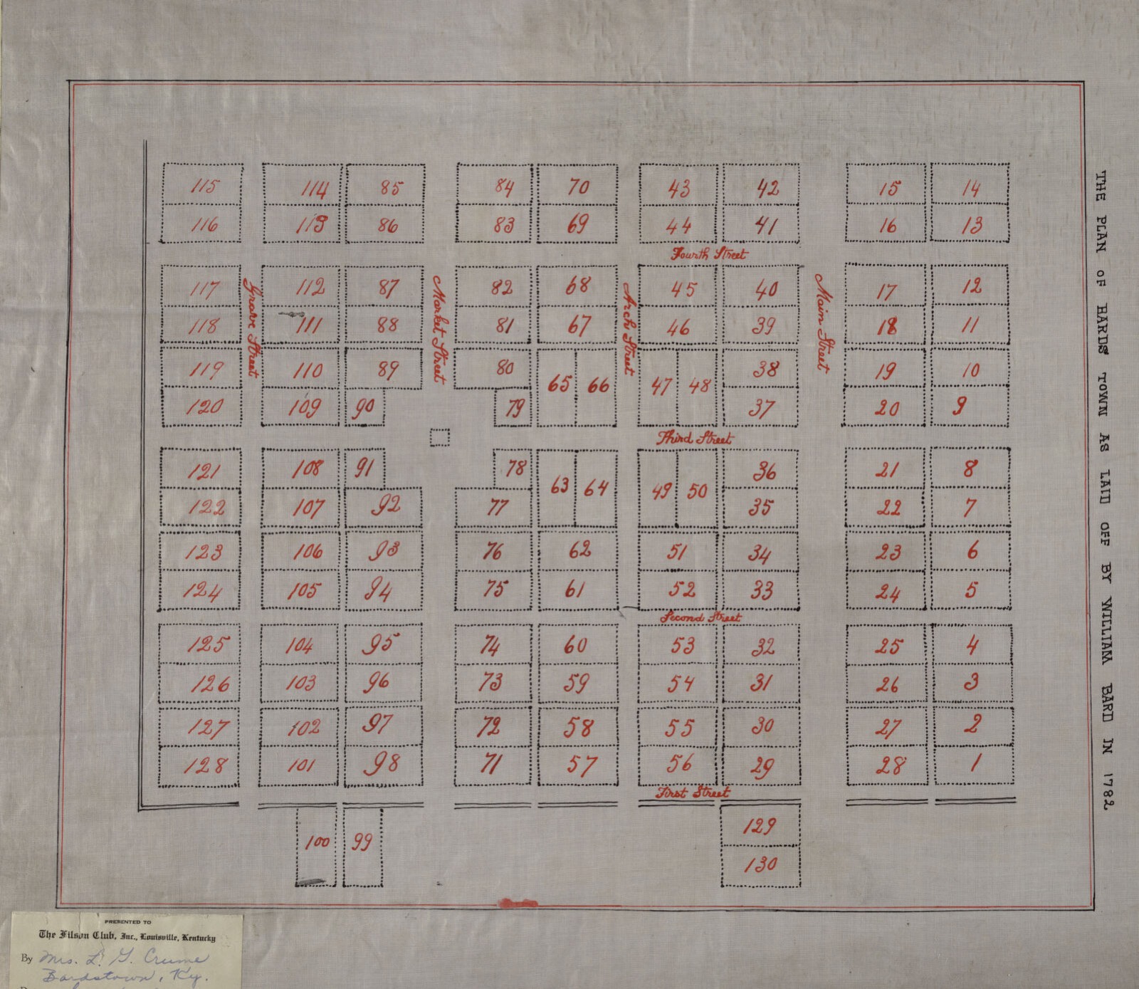 The plan of Bards Town as laid off by William Bard in 1782, Filson Historical Society - undated