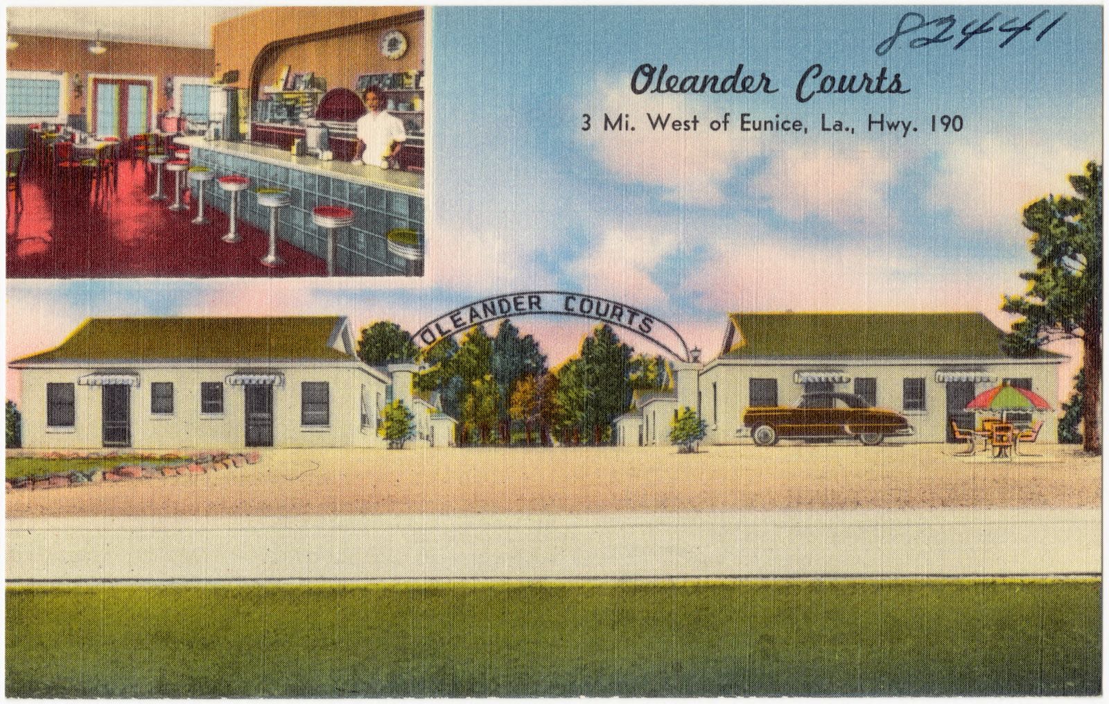 Oleander Courts, 3 mi. west of Eunice, La., Hwy. 190, Boston Public Library - undated