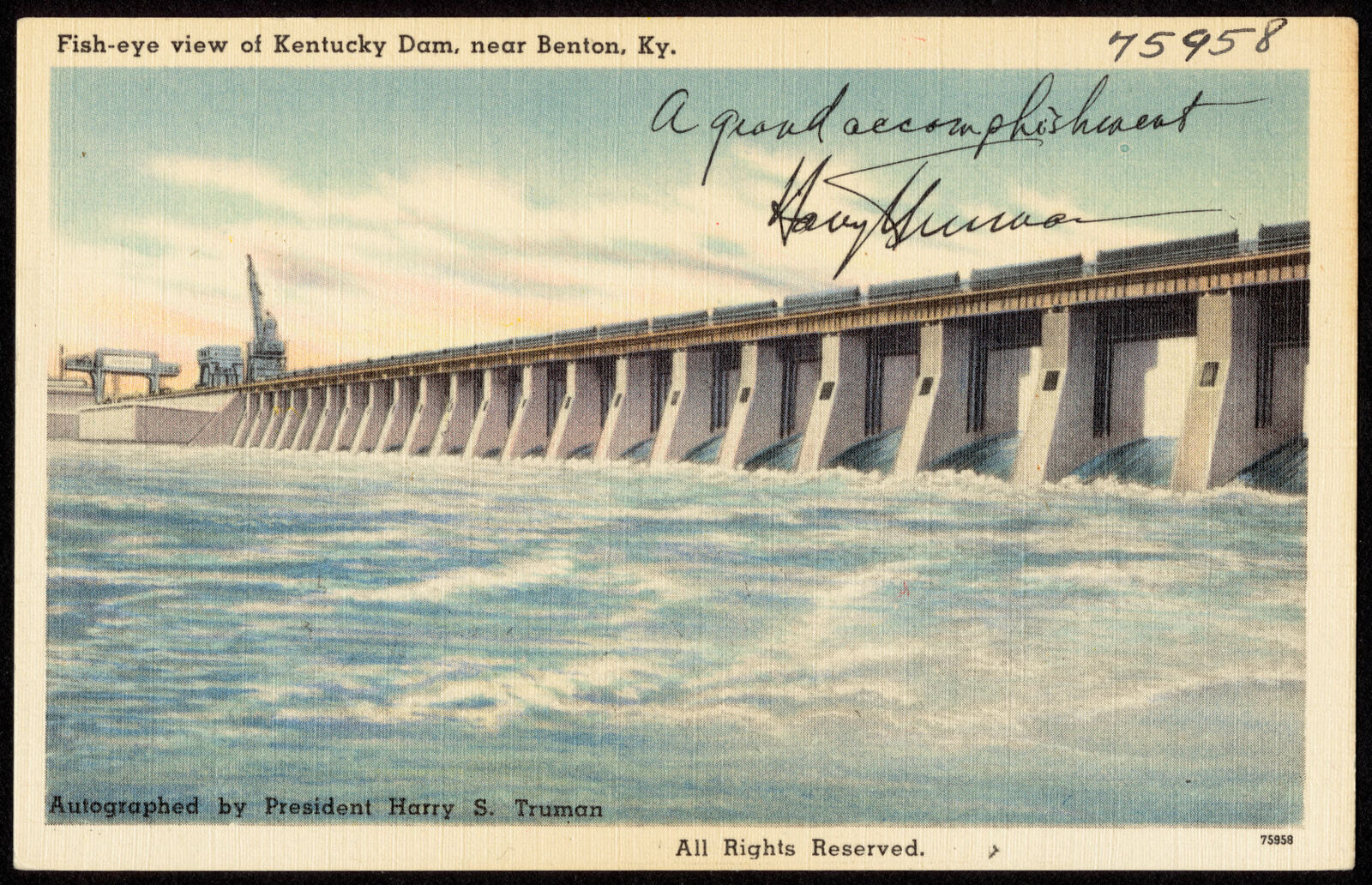Fish-eye view of Kentucky Dam, near Benton, Ky., Boston Public Library - undated
