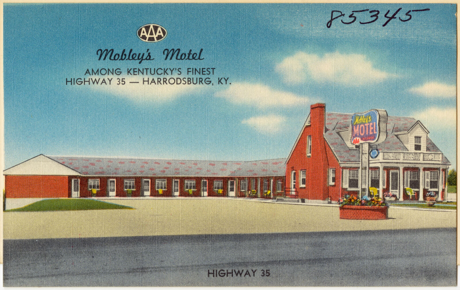 Mobley's Motel, among Kentucky's finest, Highway 35 -- Harrodsburg, KY, Boston Public Library - undated