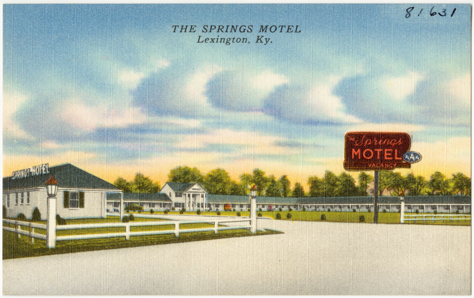 The Springs Motel, the largest finest in the South, one mile south of Lexington, Kentucky, Boston Public Library - undated