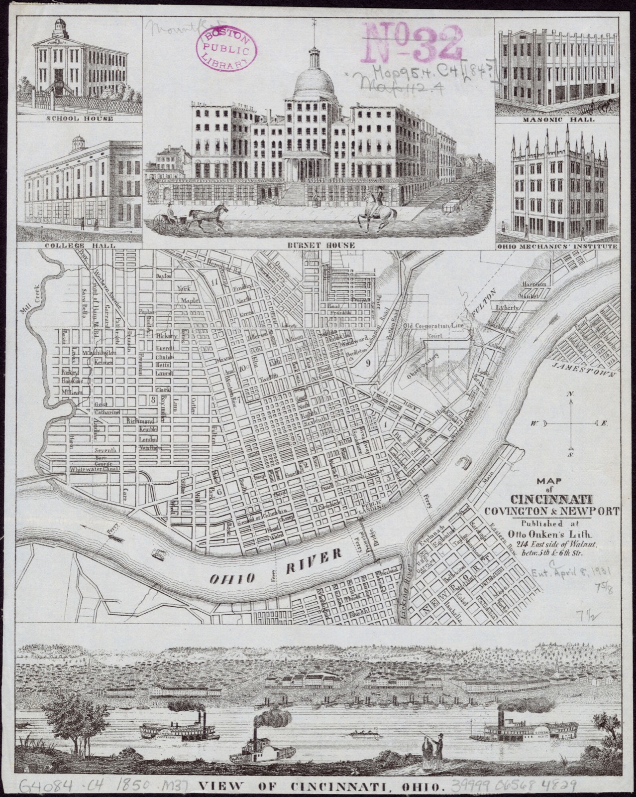 Map of Cincinnati, Covington & Newport, Boston Public Library - undated