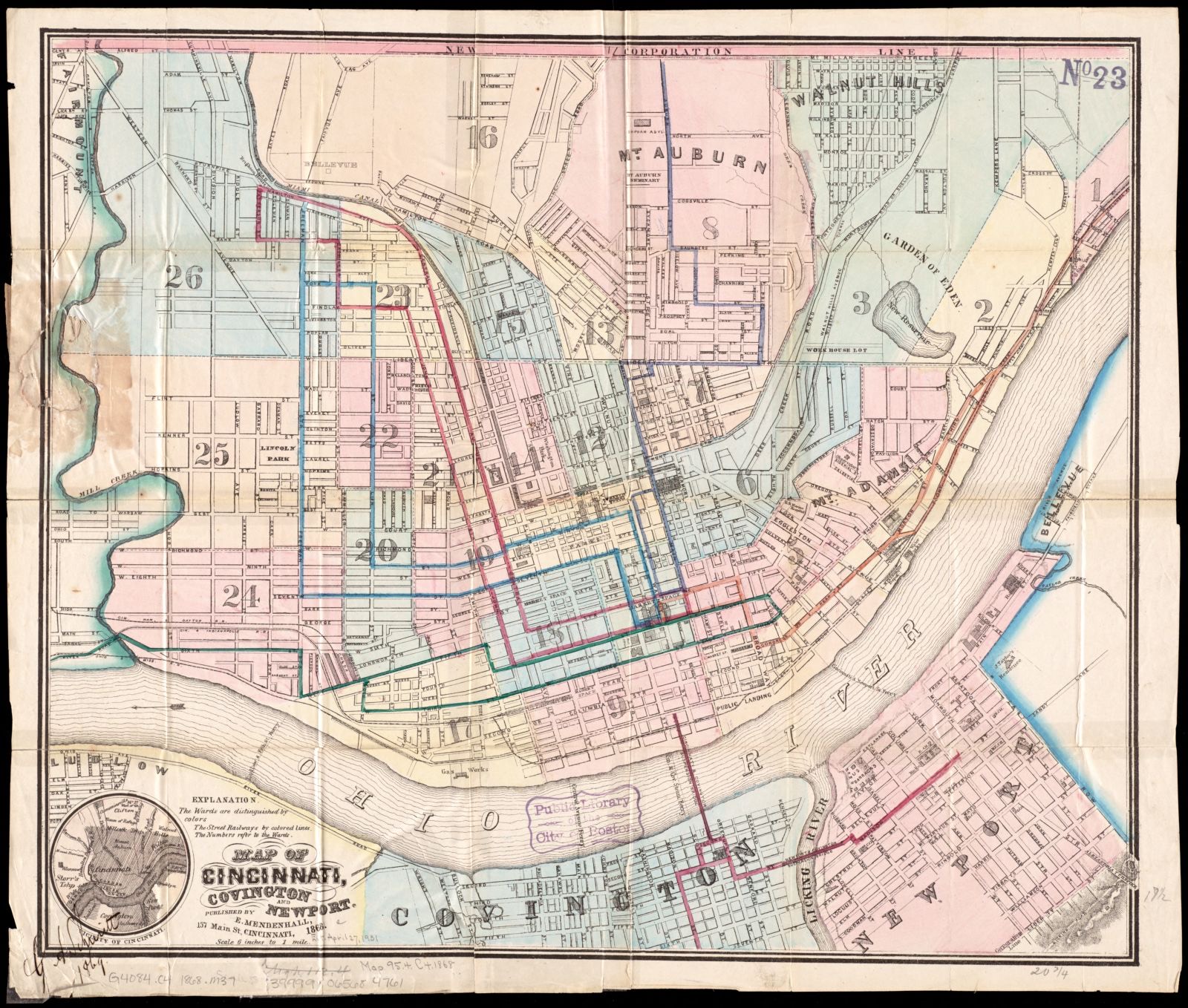 Map of Cincinnati, Covington and Newport, Boston Public Library - undated