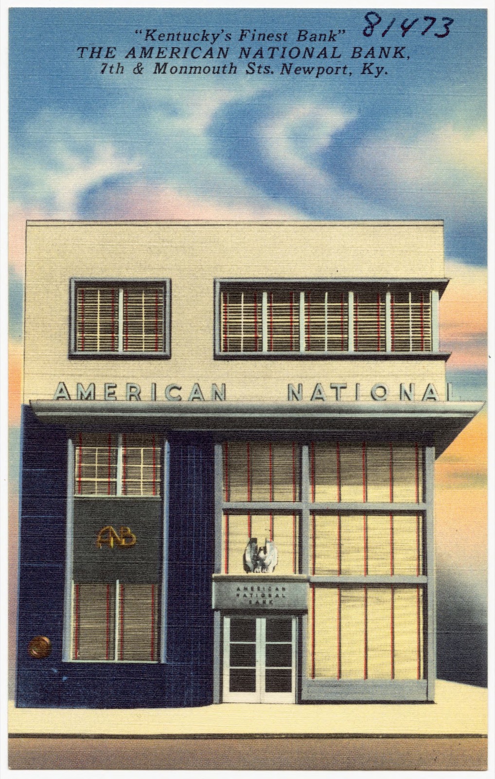The American National Bank, 7th & Monmouth Sts., Newport, Ky. "Kentucky's Finest Bank", Boston Public Library - undated