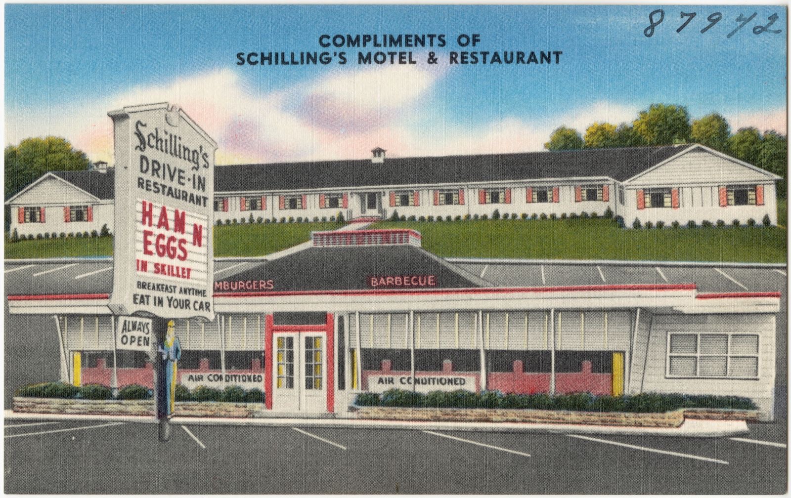 Schilling's Motel & Restaurant, five minutes from Cincinnati on U. S. route 25 & 42, 1939 Dixie Highway, Covington, Ky., Boston Public Library - undated