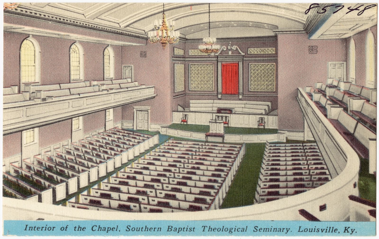 Interior of the Chapel, Southern Baptist Theological Seminary, Louisville, Ky., Boston Public Library - undated