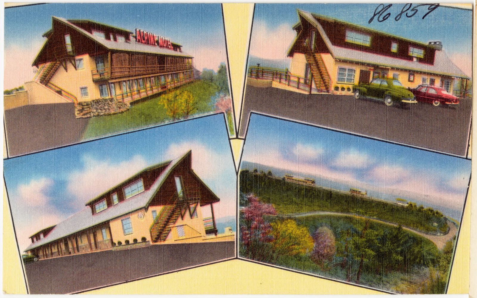 Alpine Motel & Restaurant, between the lakes -- "Fishermans Paradise", overlooking Burkesville, Kentucky, Boston Public Library - undated