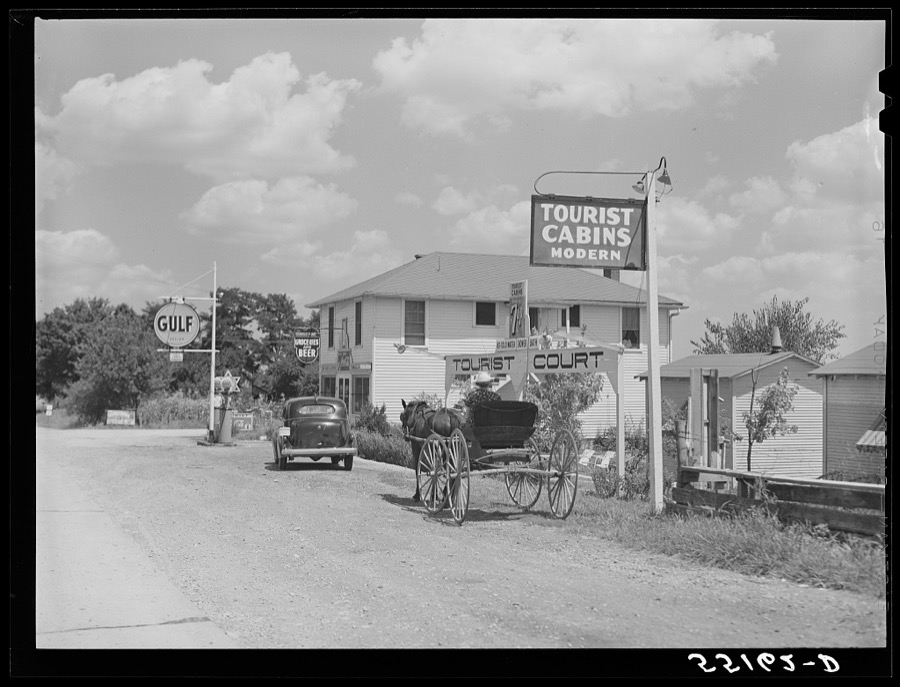 Grocery store, bar, gasoline station and tourist cabin along highway near Bardstown, Kentucky