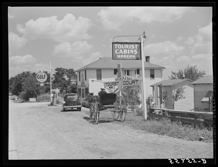 Grocery store, bar, gasoline station and tourist cabin along highway near Bardstown, Kentucky