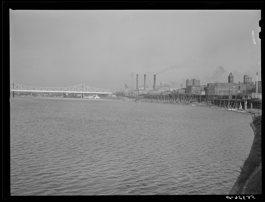 Louisville waterfront along the Ohio River. Kentucky